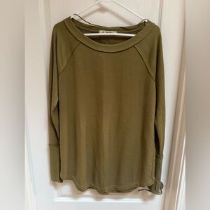 Free People Olive Green Long Sleeve Top